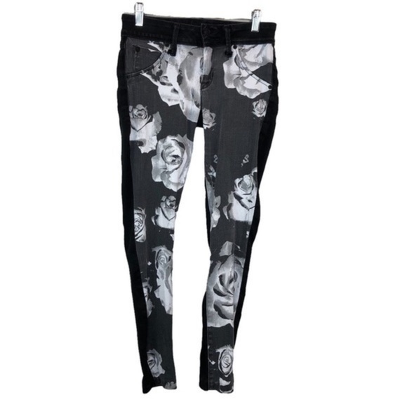 Hudson Visa Versa Floral Denim Jeans Black - Picture 7 of 11